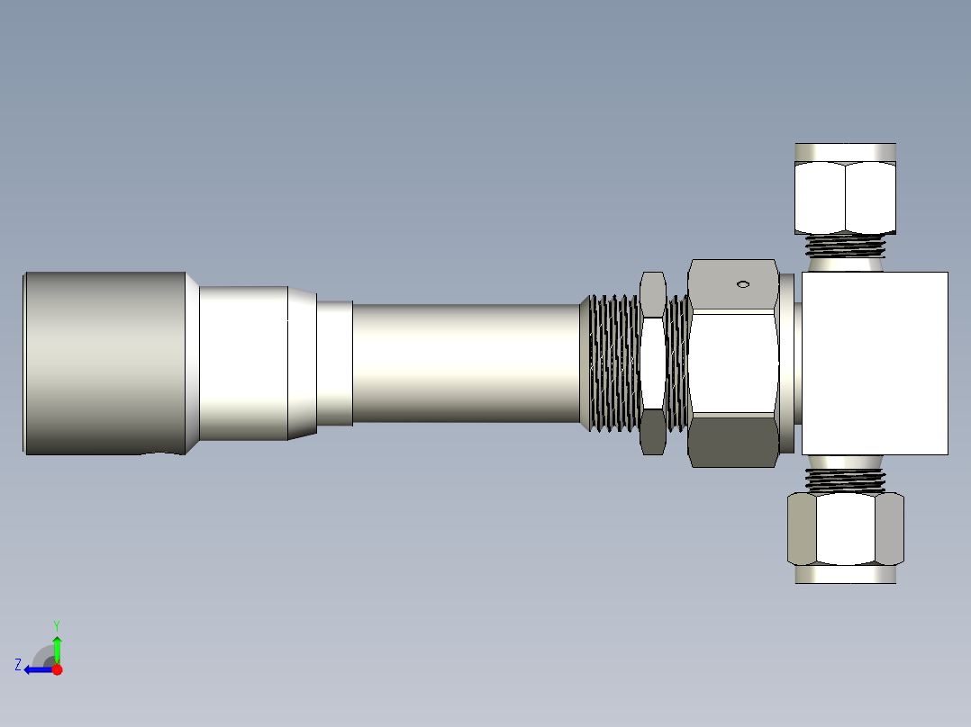 不锈钢计量波纹管密封阀，带垫圈，计量杆尖端，6 mm管接头右视图