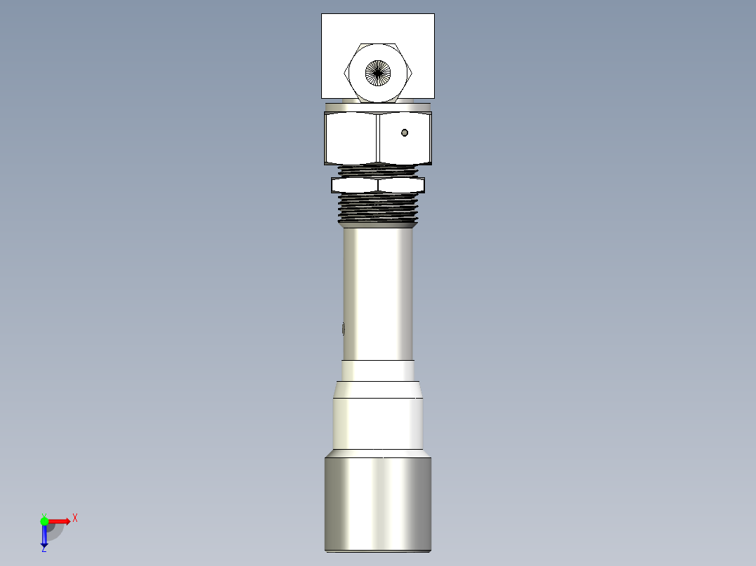 不锈钢计量波纹管密封阀，带垫圈，计量杆尖端，6 mm管接头俯视图