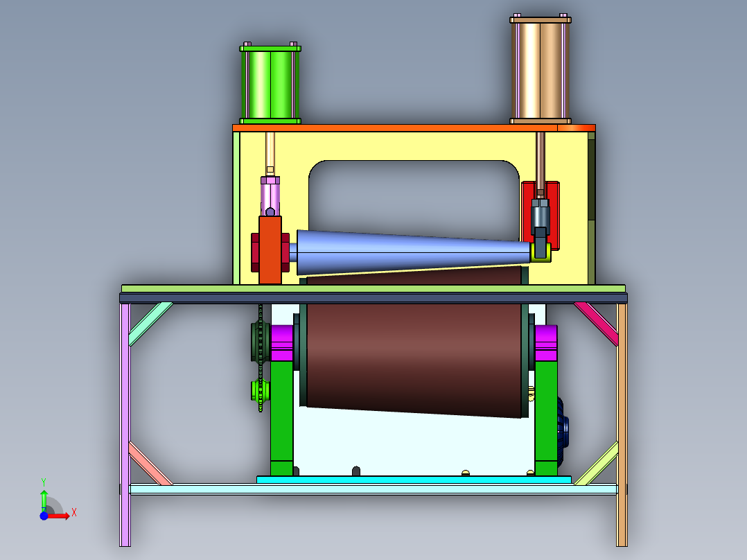 液压机械锥形卷板机前视图