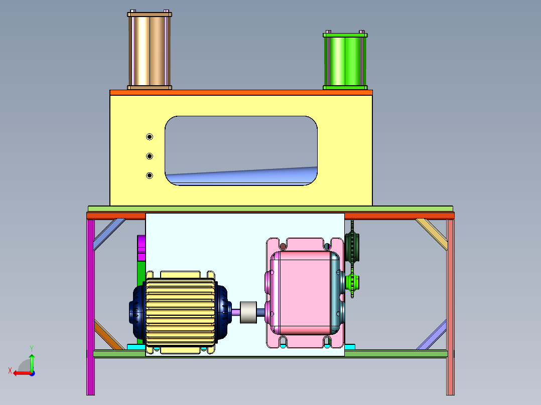 液压机械锥形卷板机后视图