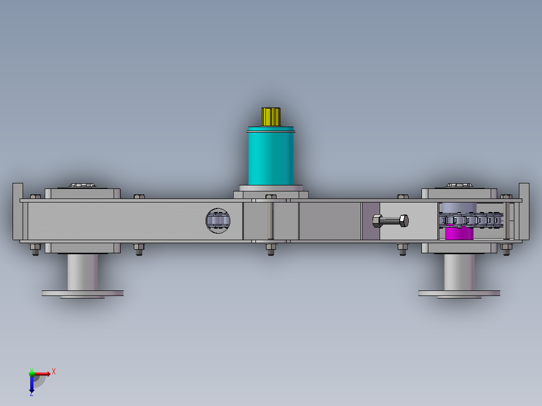 新型行走车轮架组装-新型遥控全地形八轮驱动运输车2俯视图