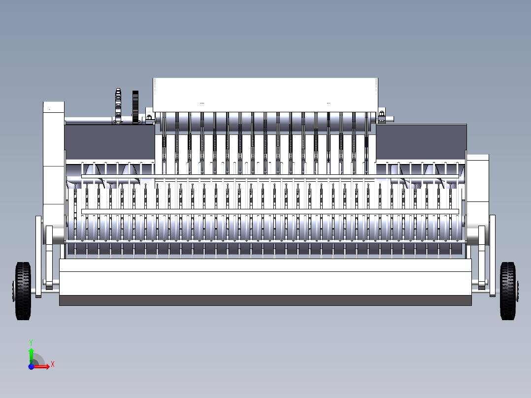 圆型草捆打捆机 牧草捡拾和运输机构前视图
