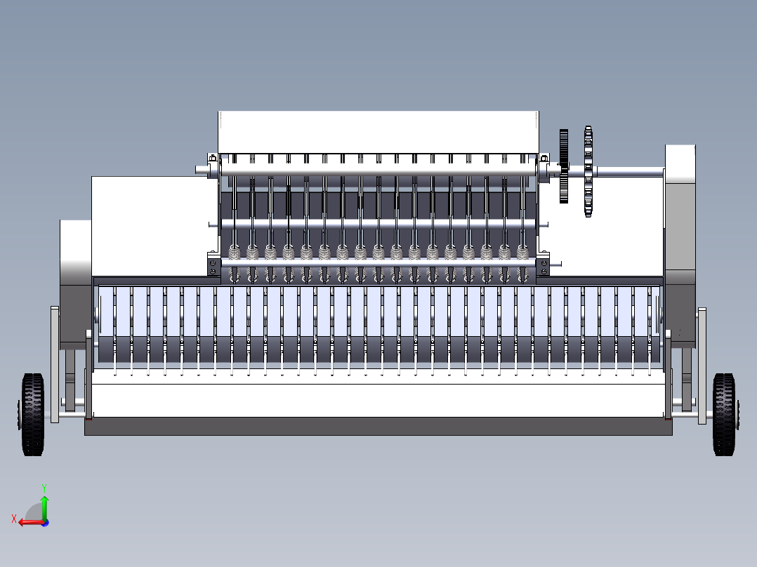 圆型草捆打捆机 牧草捡拾和运输机构后视图