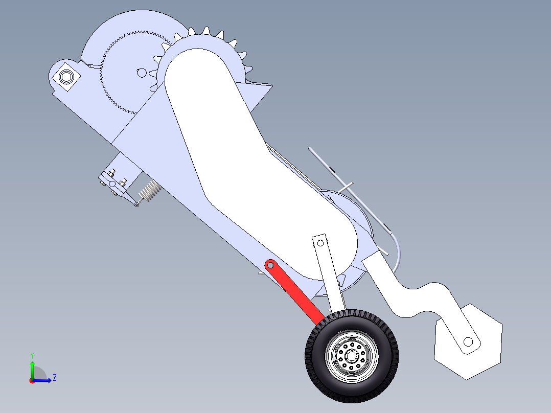 圆型草捆打捆机 牧草捡拾和运输机构左视图