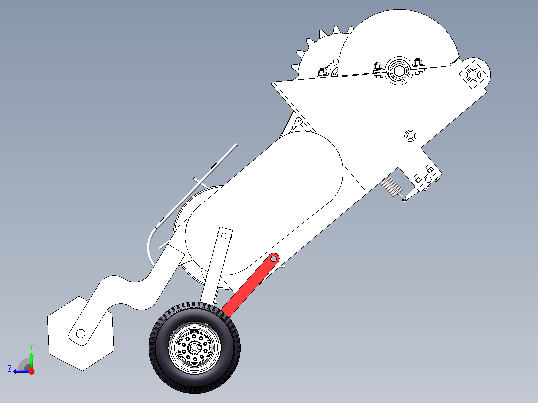 圆型草捆打捆机 牧草捡拾和运输机构右视图
