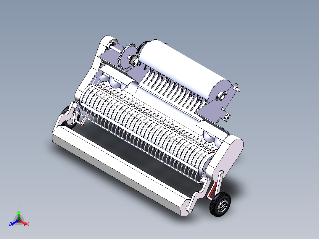 圆型草捆打捆机 牧草捡拾和运输机构正等轴测图