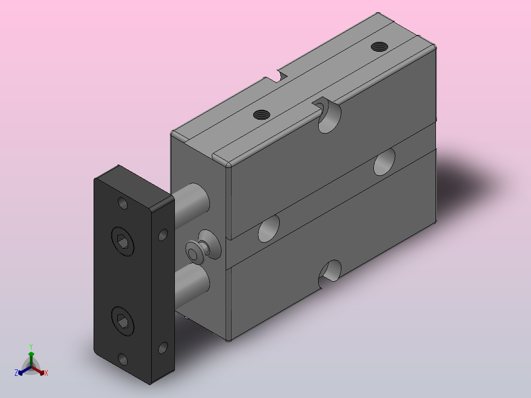 TN系列双轴气缸[TN-16X20-S]正等轴测图