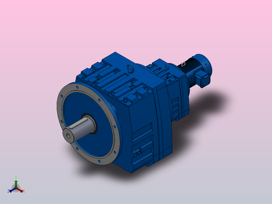 RF167R97法兰轴伸式组合型斜齿轮减速机RF167R97-Y1.5-4P-90L-M1-0°-Φ550主视图