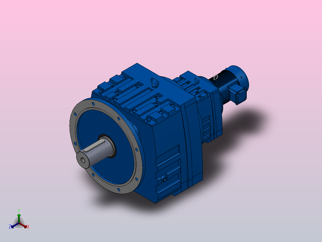 RF167R97法兰轴伸式组合型斜齿轮减速机RF167R97-Y1.5-4P-90L-M1-0°-Φ550正等轴测图