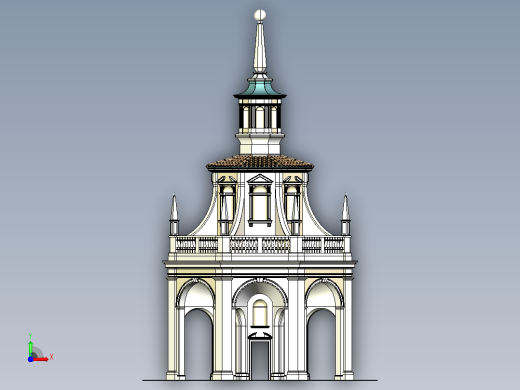八角巴洛克建筑前视缩略图