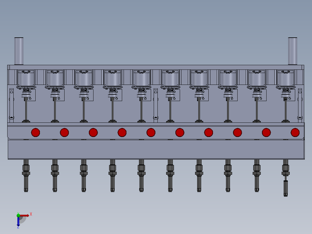 电磁阀寿命测试工装俯视图