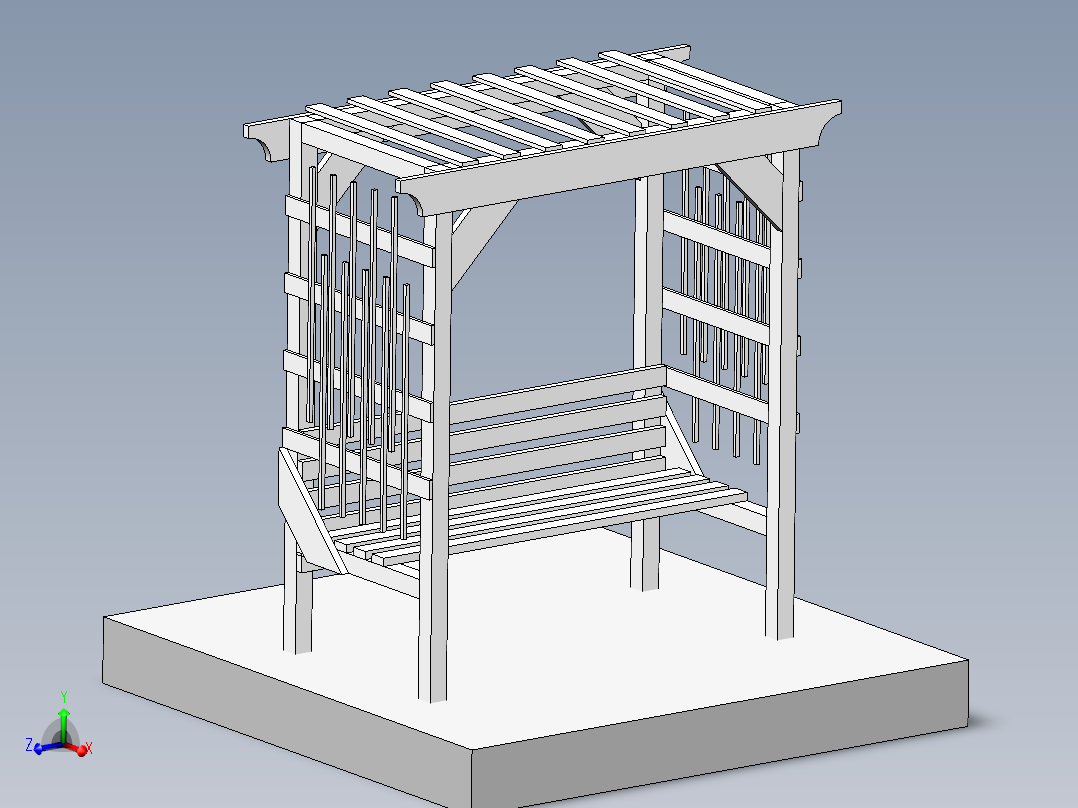 公园拱门椅子模型3D图纸 Solidworks设计