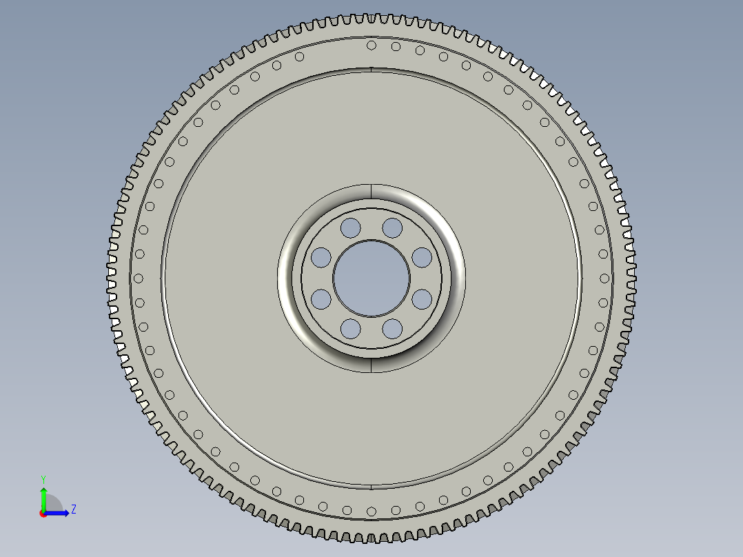 柴油机飞轮3D模型左视图