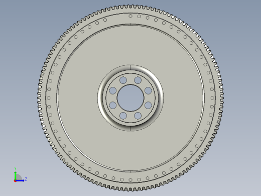 柴油机飞轮3D模型左视缩略图