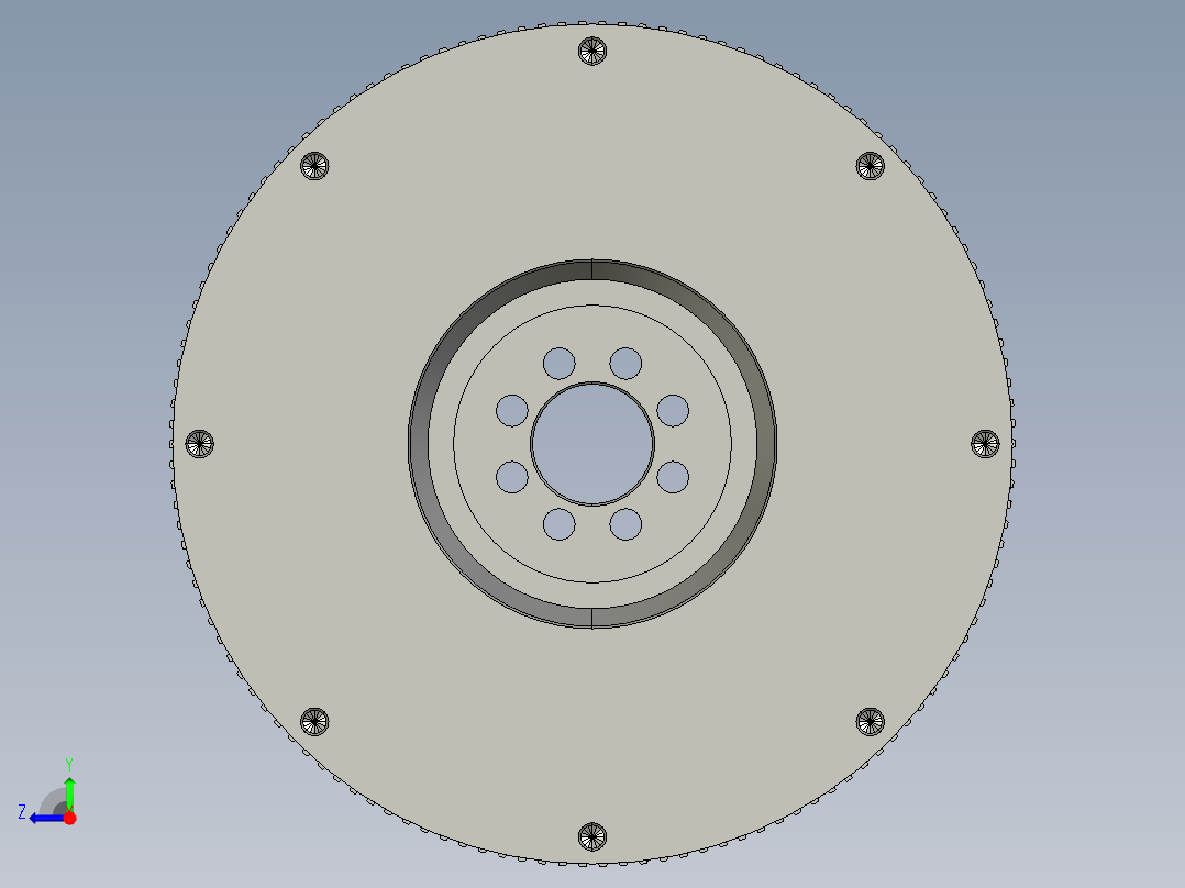 柴油机飞轮3D模型右视图