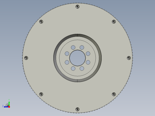 柴油机飞轮3D模型右视缩略图