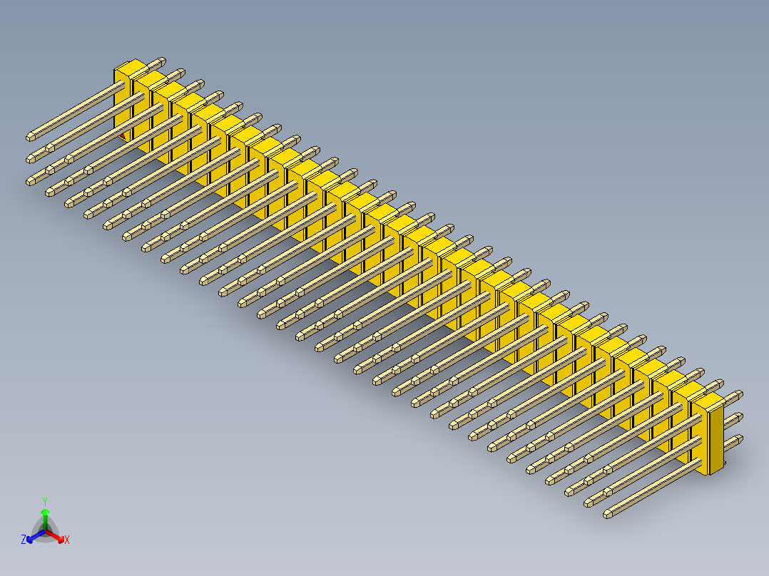 彩色公头100mil（2.54mm）系列-DS1021_yellow_3x31p_100mil_Type5_rev1.0主视图