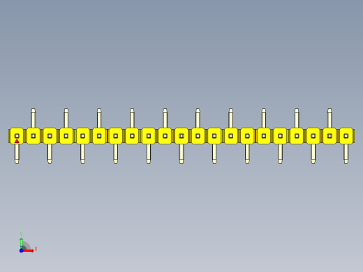 彩色公排针 100mil 2.54mm 系列-DS1022_yellow_21p_100mil_Type_SMT_R2_rev1.0前视缩略图