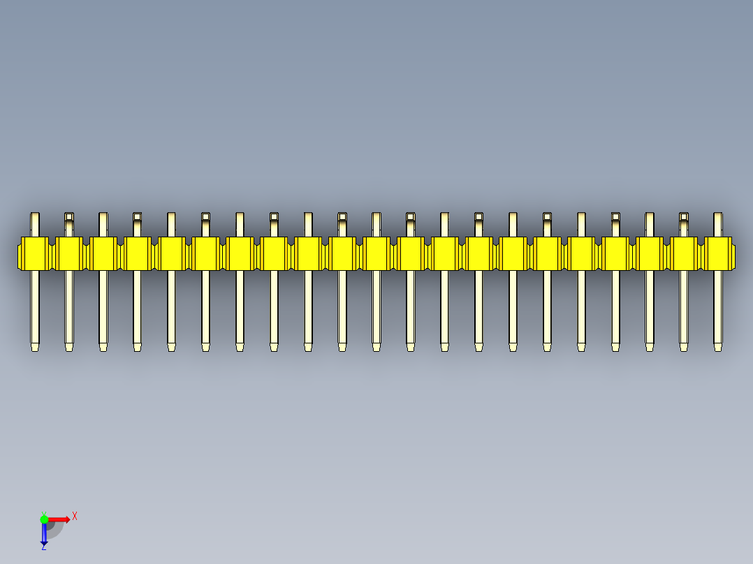 彩色公排针 100mil 2.54mm 系列-DS1022_yellow_21p_100mil_Type_SMT_R2_rev1.0俯视图