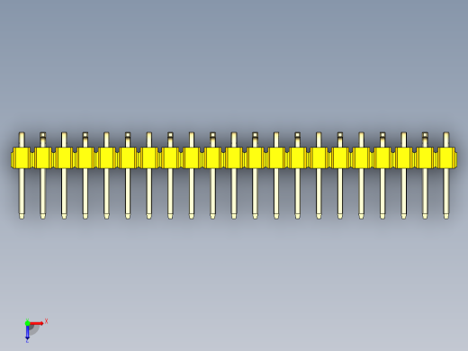 彩色公排针 100mil 2.54mm 系列-DS1022_yellow_21p_100mil_Type_SMT_R2_rev1.0俯视缩略图