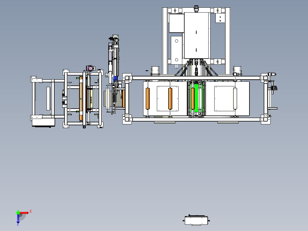 大型商用烘干机3D数模图纸 STEP格式俯视图