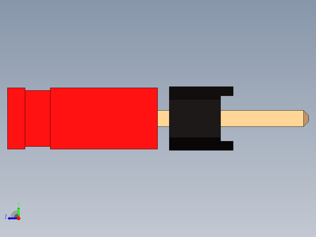 直引脚接头，3极，间距2，54毫米，带跳线右视图