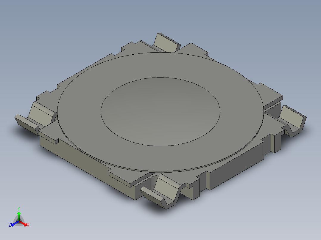14.5毫米方形SMD轻触开关正等轴测图