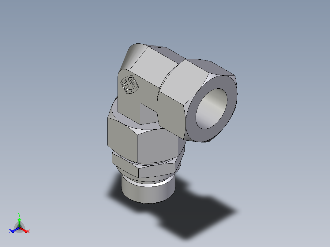 卡套式工业通用硬管接头EO_Assembled_adjustable_standpipe_elbow_EVW22LR71主视图