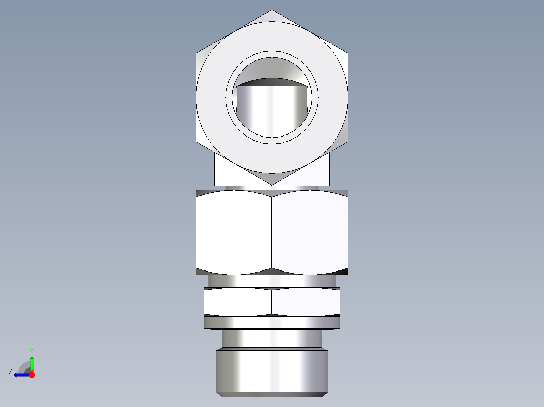 卡套式工业通用硬管接头EO_Assembled_adjustable_standpipe_elbow_EVW22LR71右视图