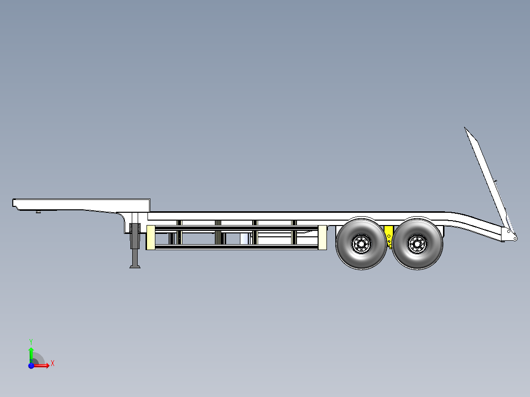 低平板半挂（带弹簧爬梯）535450前视图