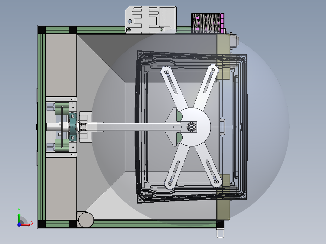汽车天窗GPA修边打磨工作站（sw18可编辑+工程图+BOM）前视图