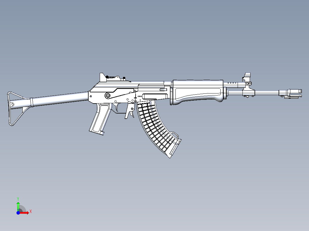 手枪左轮冲锋枪老式狙击步枪设计3D图纸finish-assault-rifle-rk-62 14 STP前视图