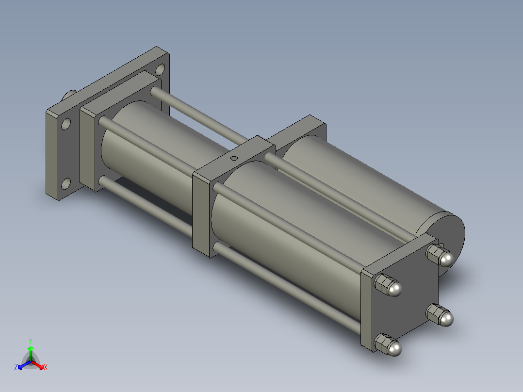 气液缸MPT-125-200-20-20T正等轴测图