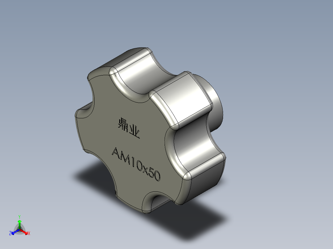 M10塑五星把手(内牙)正等轴测图