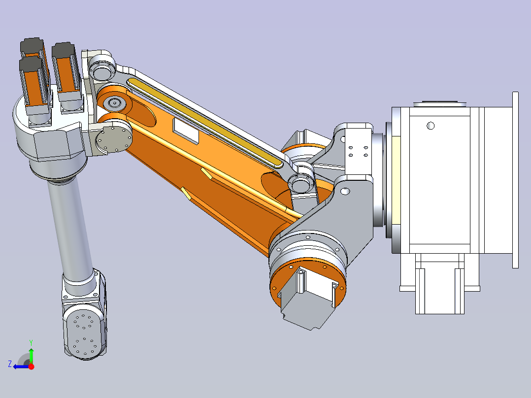 6轴自由度工业机器人3D模型右视图