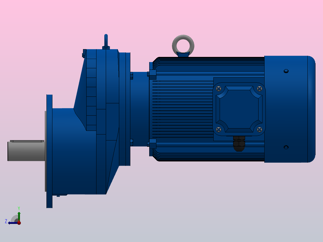 RXF107法兰轴伸式安装斜齿轮减速机RX107-Y11-4P-160M-M1-0°-Φ350右视图