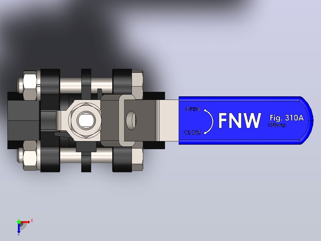 FNW-FNW310ASWM三片式内螺纹球阀俯视图