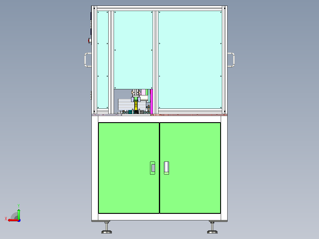 马达转子抛光设备3D图纸后视图