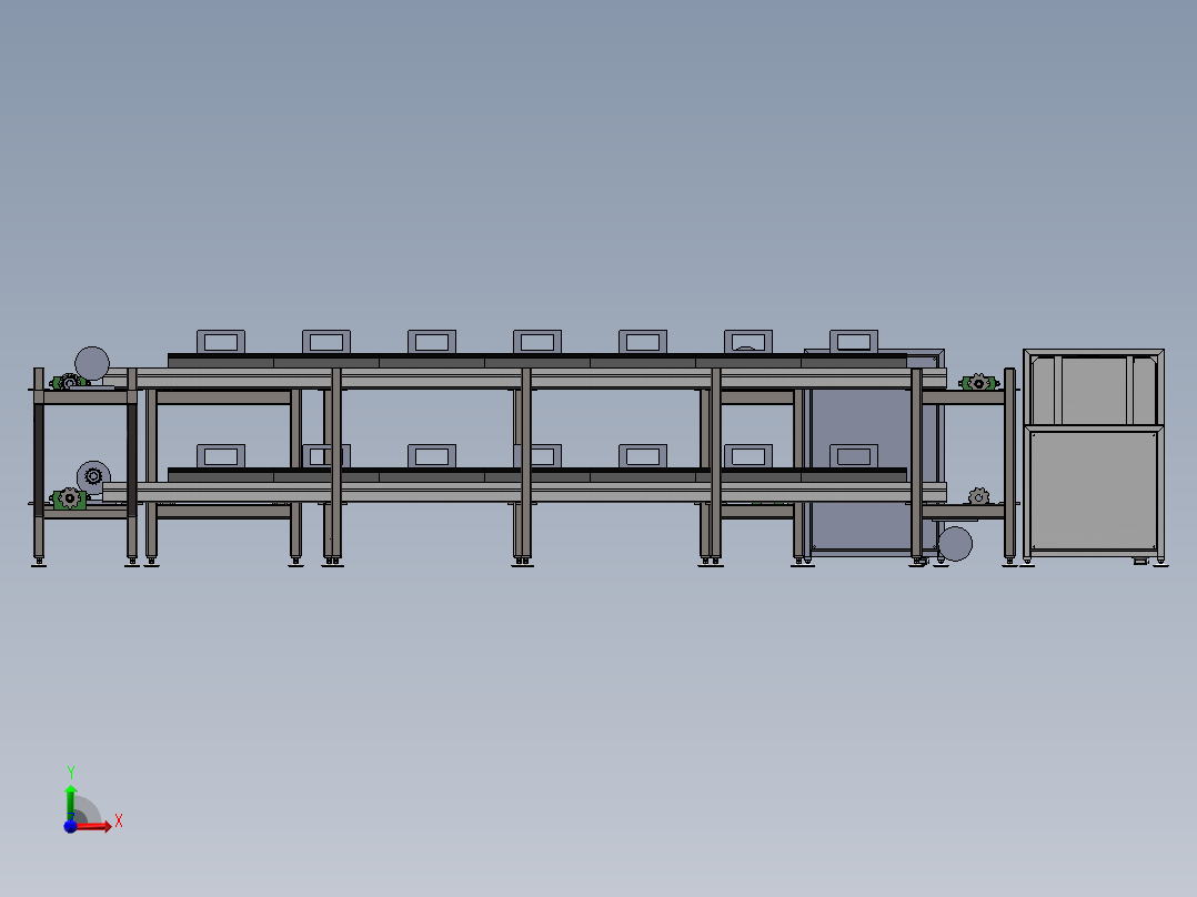陶瓷生产线。前视图