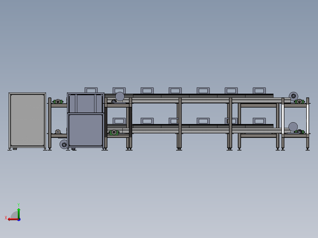 陶瓷生产线。后视图