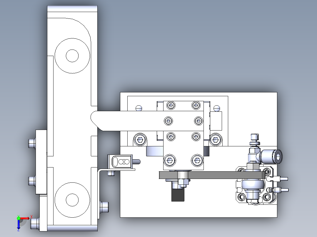 连杆挡块活动机构俯视图