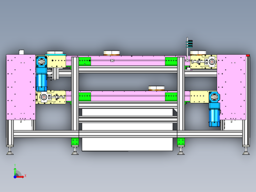 双层倍速链流水线（超详细的设计3D模型工程图）3D模型前视缩略图