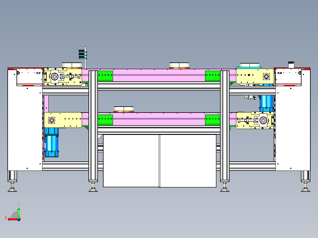 双层倍速链流水线（超详细的设计3D模型工程图）3D模型后视图
