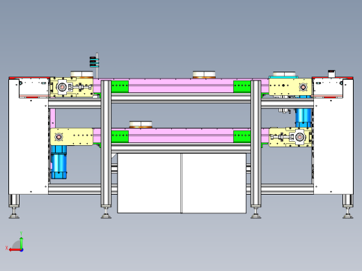 双层倍速链流水线（超详细的设计3D模型工程图）3D模型后视缩略图