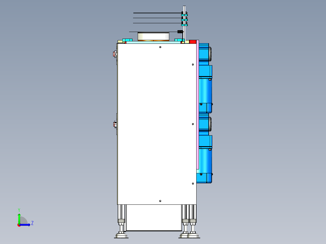 双层倍速链流水线（超详细的设计3D模型工程图）3D模型左视图