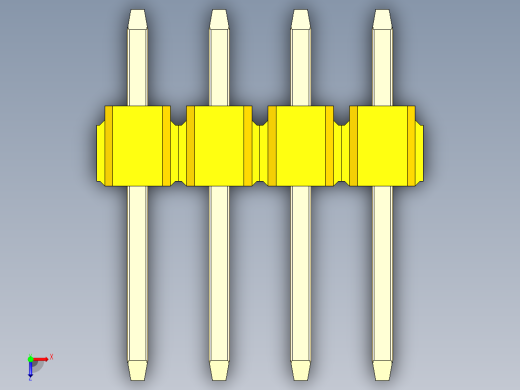 彩色公头100mil（2.54mm）系列-DS1021_yellow_3x04p_100mil_Type1_rev1.0俯视缩略图