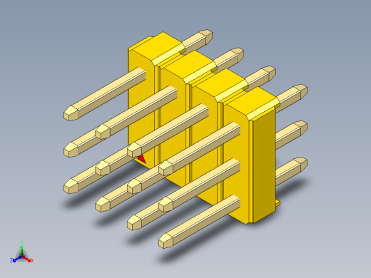 彩色公头100mil（2.54mm）系列-DS1021_yellow_3x04p_100mil_Type1_rev1.0正等轴测缩略图