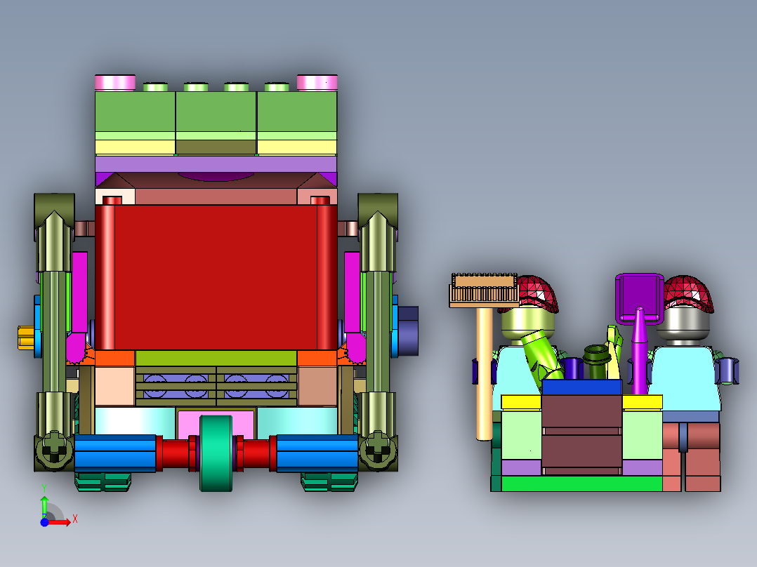 箱式城市环卫大卡车塑料拼装前视图