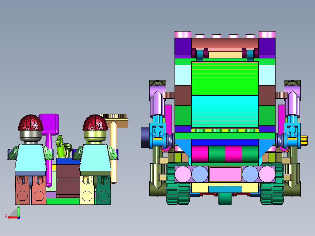 箱式城市环卫大卡车塑料拼装后视图