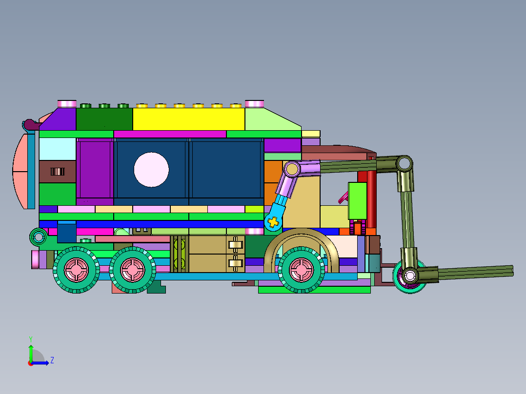 箱式城市环卫大卡车塑料拼装左视图